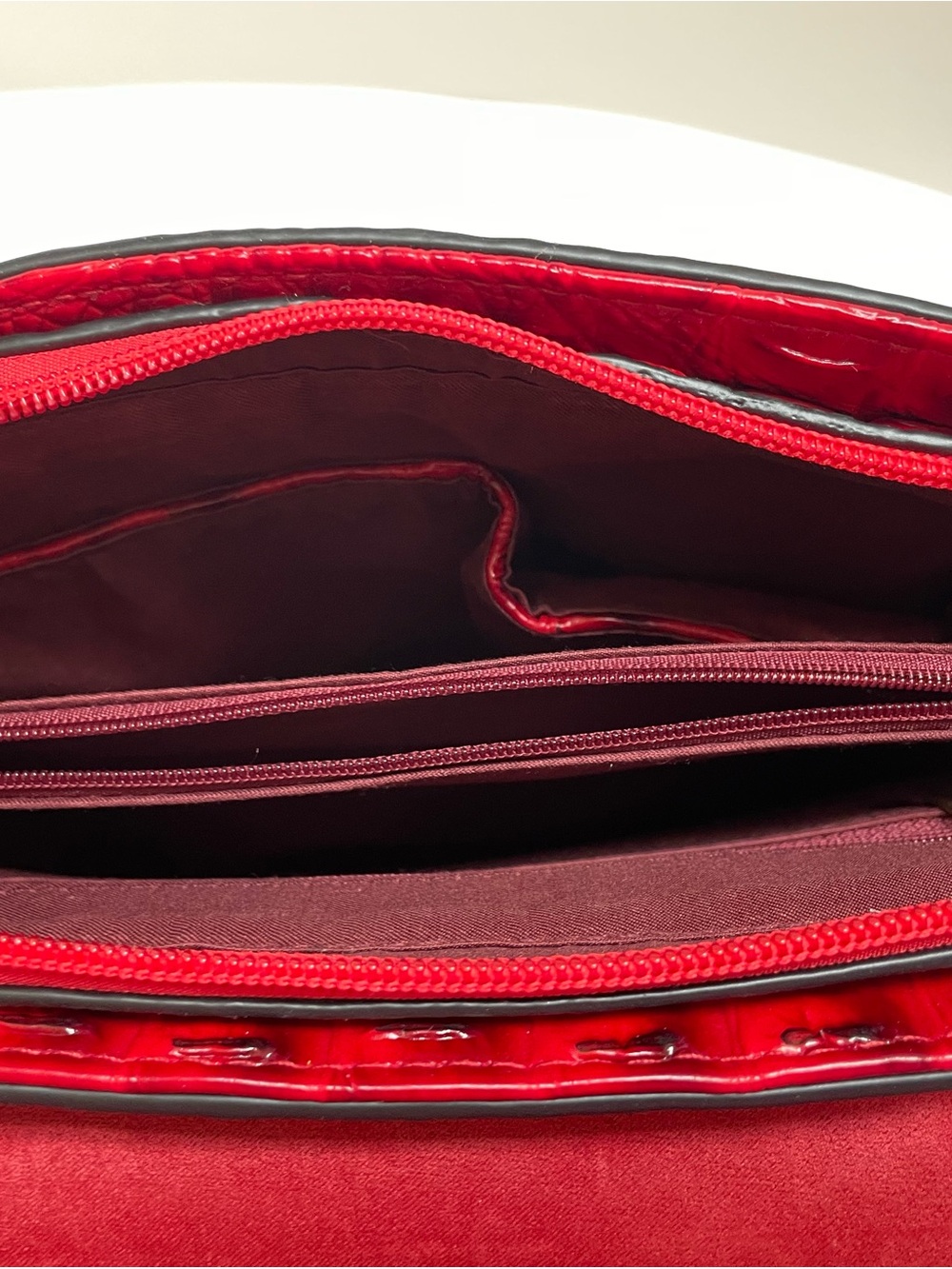 Red Croc-Embossed Crossbody Bag with Gold Turn-Lock NWT - Picture 7 of 8